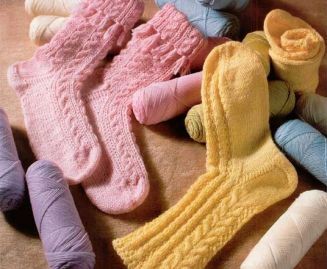 Вязание носков спицами.