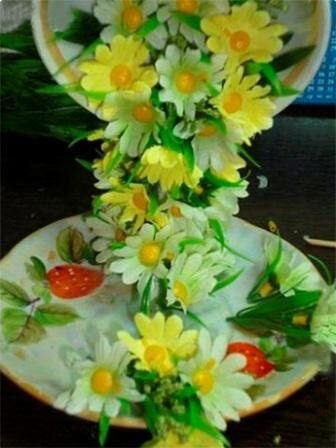 Создание парящей чашки с цветами